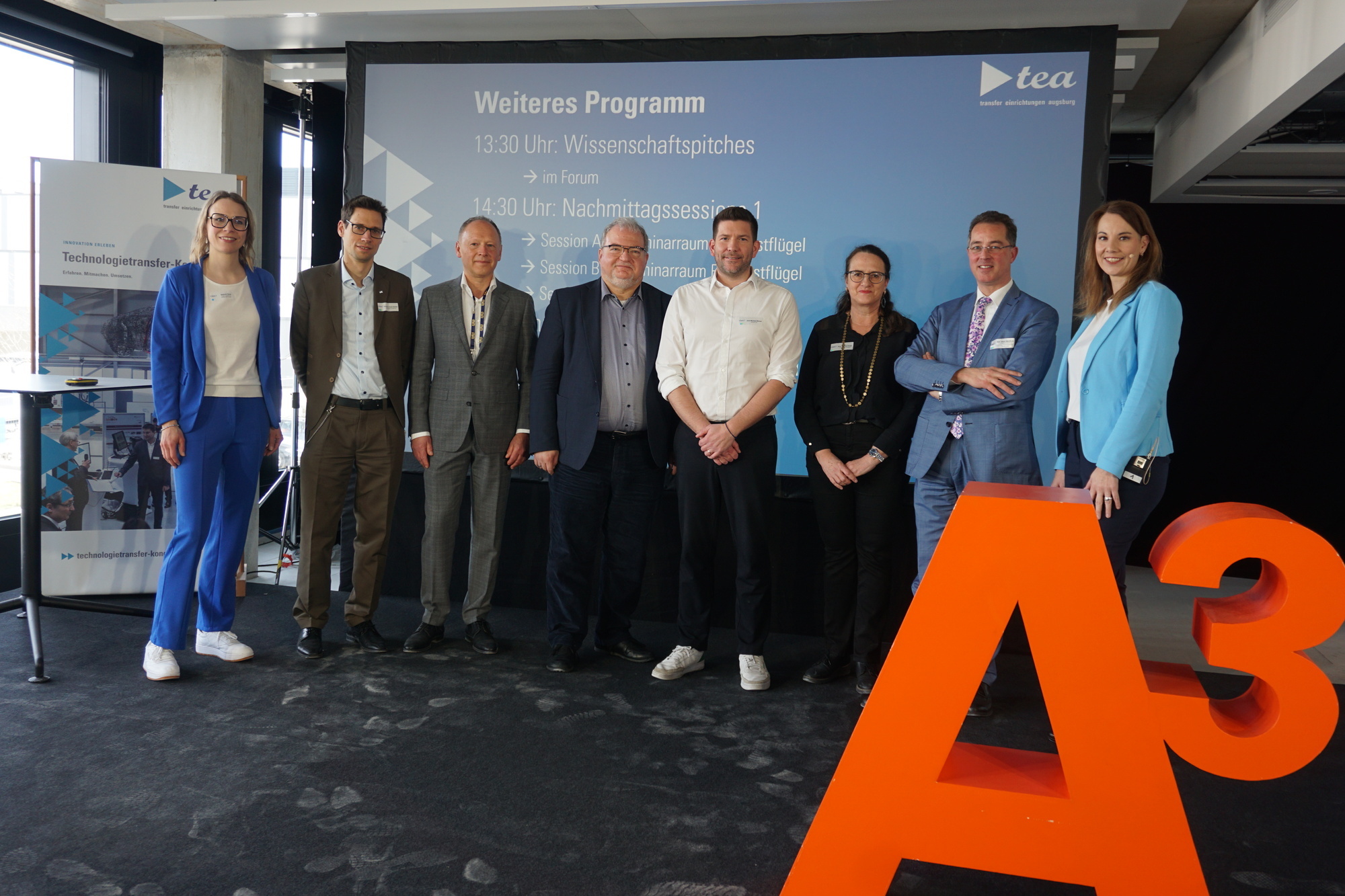 Die Moderatoren, Veranstalter und Keynote-Speaker des Technologietransferkongresses 2024. Foto: A³