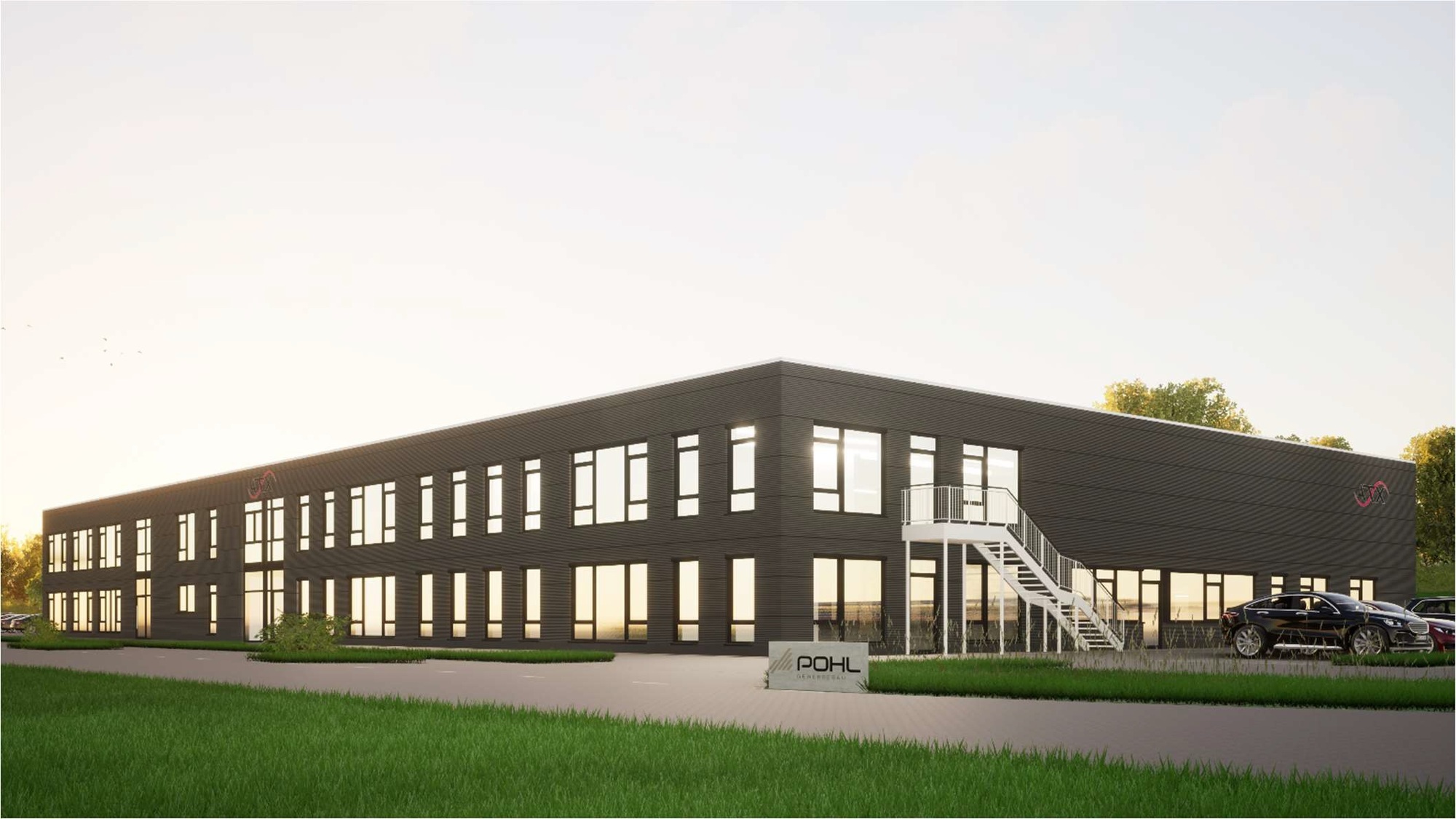 Der Neubau der Pohl Gruppe für ATX Hardware, eine Produktions-, Montage- und Lagerhalle mit Verwaltungsräumen, umfasst rund 3.000 Quadratmeter. Foto: Pohl Gewerbebau GmbH