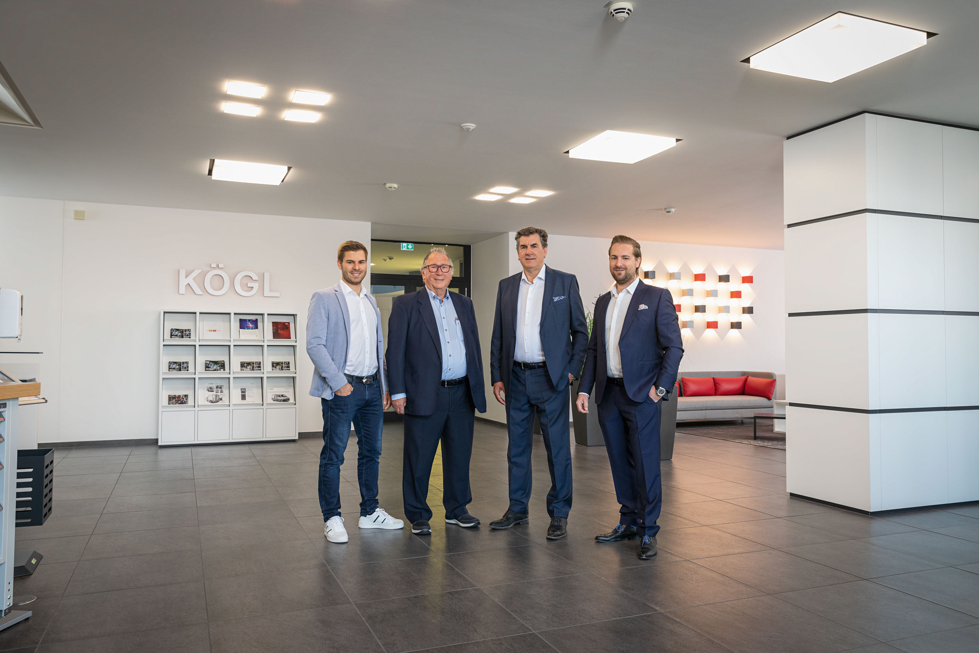 Die Geschäftsleitung der Kögl GmbH, von links nach rechts: Matthias, Adolf, Manfred und Markus Kögl. Fotoquelle: Kögl.