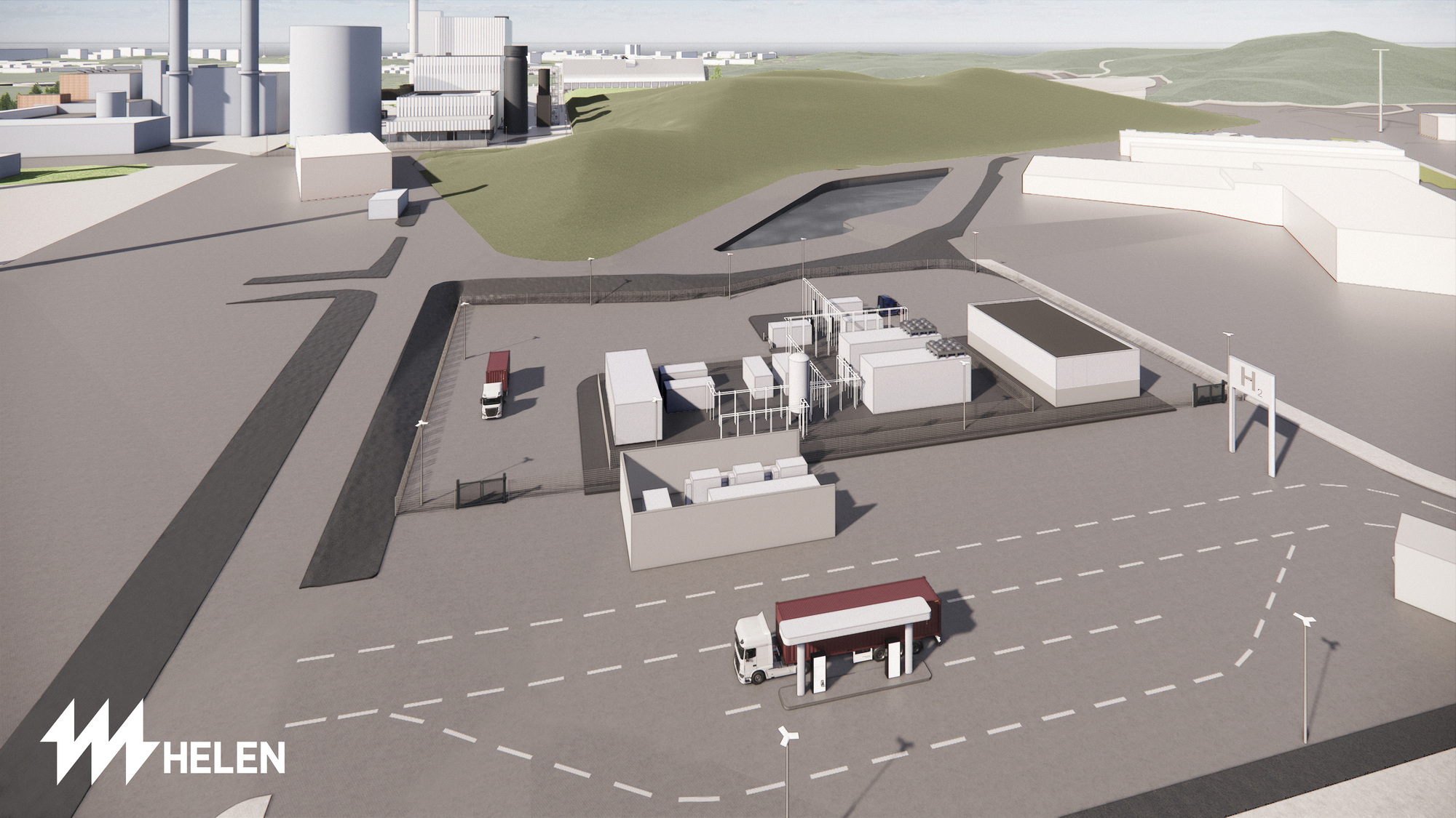 MAN Energy Solutions und der PEM-Elektrolyse-Spezialisten H-Tec Systems bauen gemeinsam mit Helen Oy eine 3-Megawatt-Produktionsanlage für grünen Wasserstoff in der Nähe des Vuosaari Hafens in Helsinki, Finnland. Foto: MAN / Helen Oy