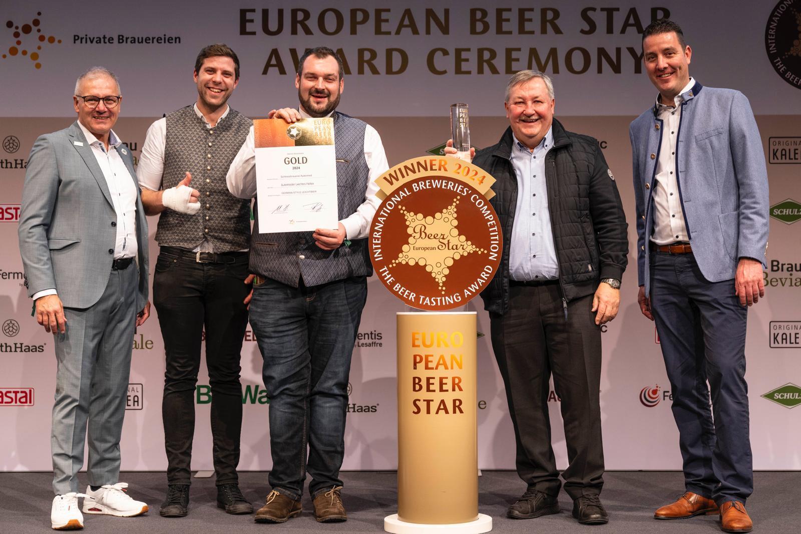 Die Schlossbrauerei Autenried freut sich über Gold beim European Beer Star Award 2024.