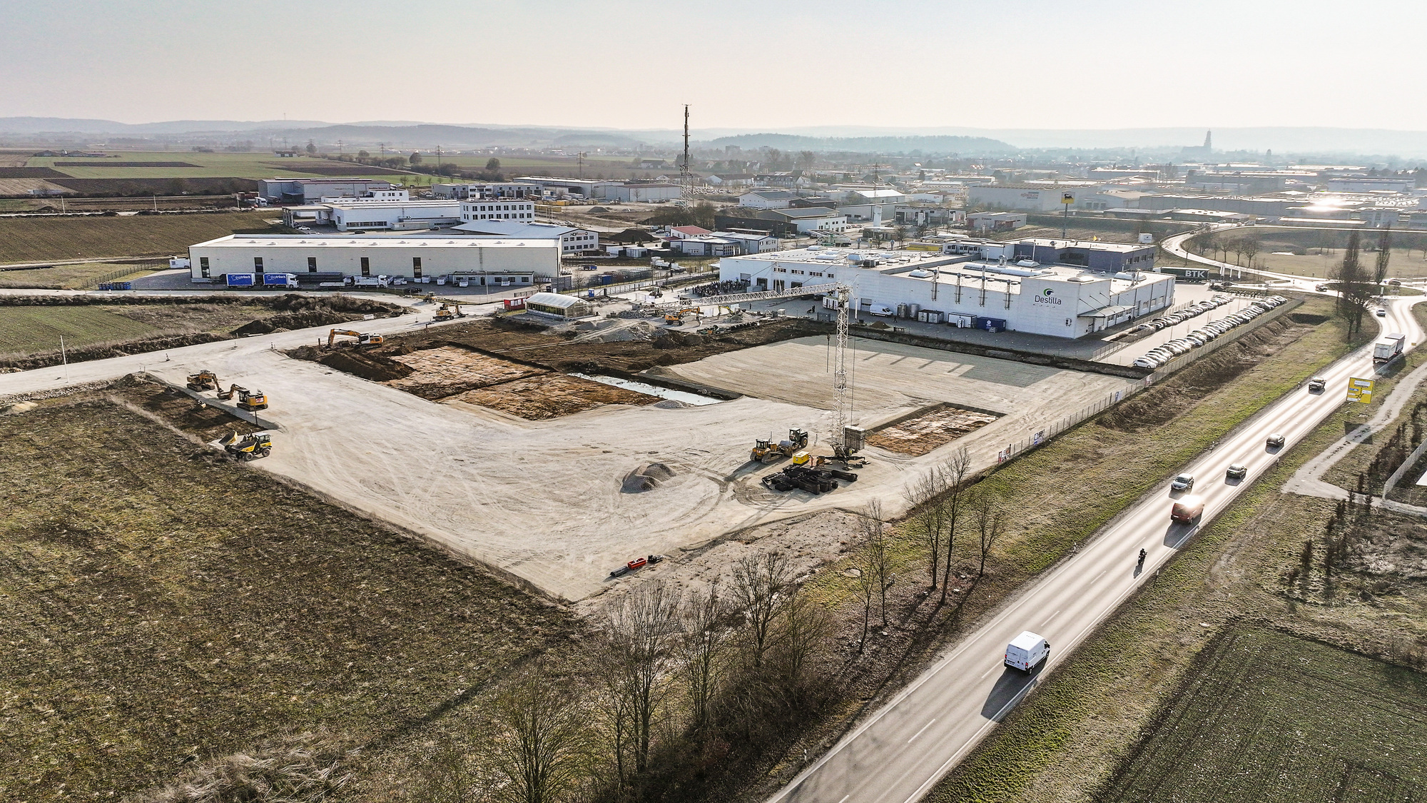 Drohnenaufnahme des Standorts von Destilla in Nördlingen. Foto: Studio Herzig