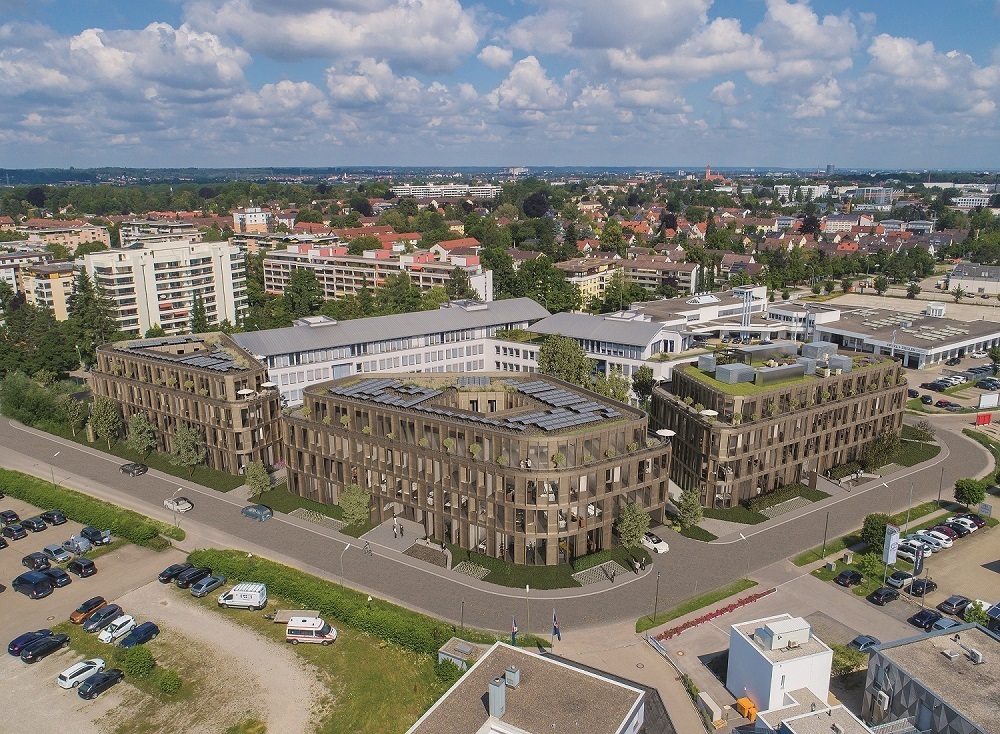 Die swa haben für einen Bürogebäudekomplex in Augsburg-Göggingen (Visualisierung des künftigen Gebäudes) ein komplexes Energiete
