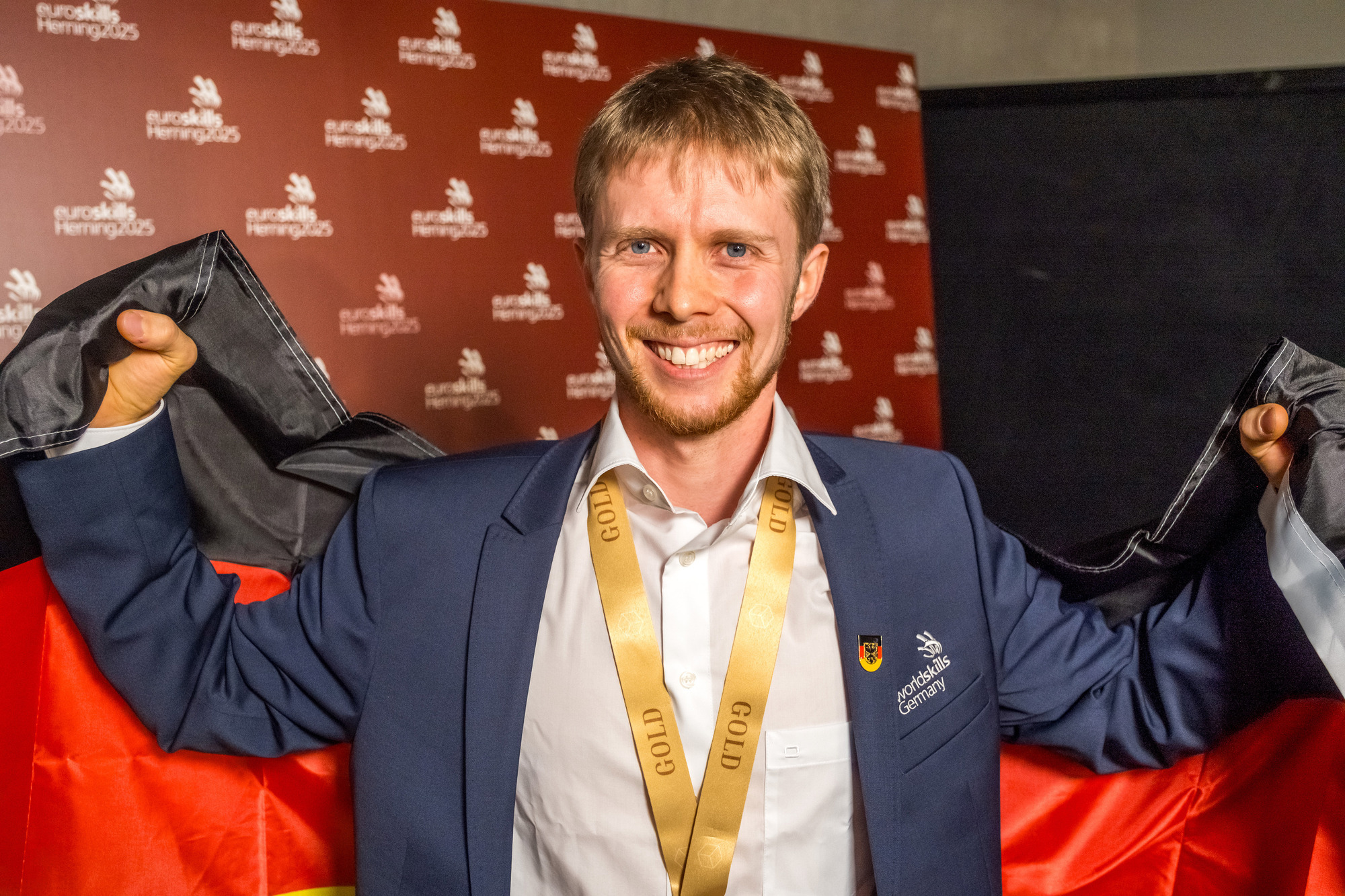 Goldjunge Moritz Wagner bei der Siegerehrung der EuroSkills in Herning, Dänemark. Foto: WorldSkills Germany
