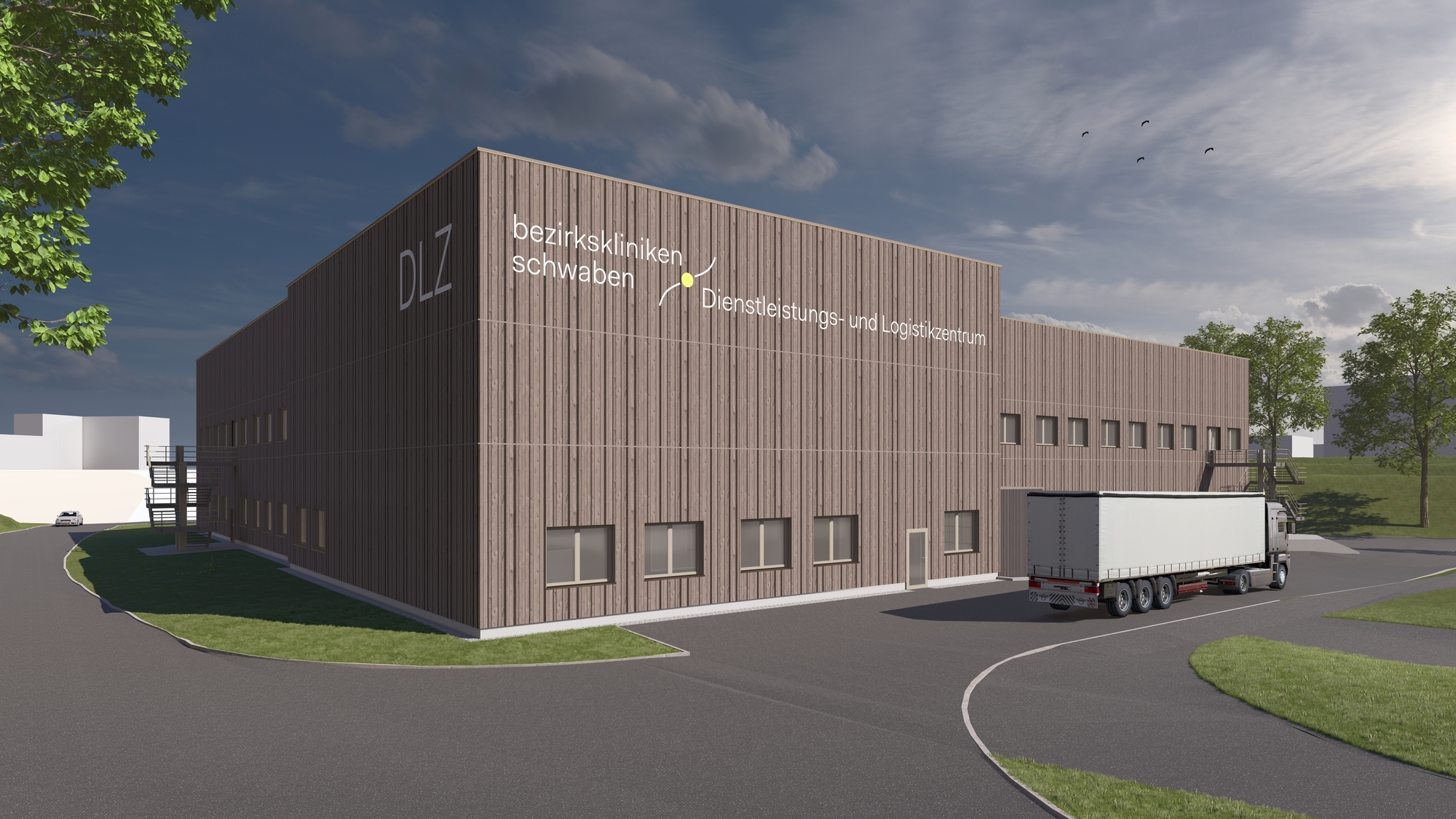 Das Dienstleistungs- und Logistikzentrum (DLZ) der Bezirkskliniken Schwaben soll in den nächsten drei Jahren grundlegend saniert und umgebaut werden. Fotoquelle: Jakob Architekt, Ingenieur