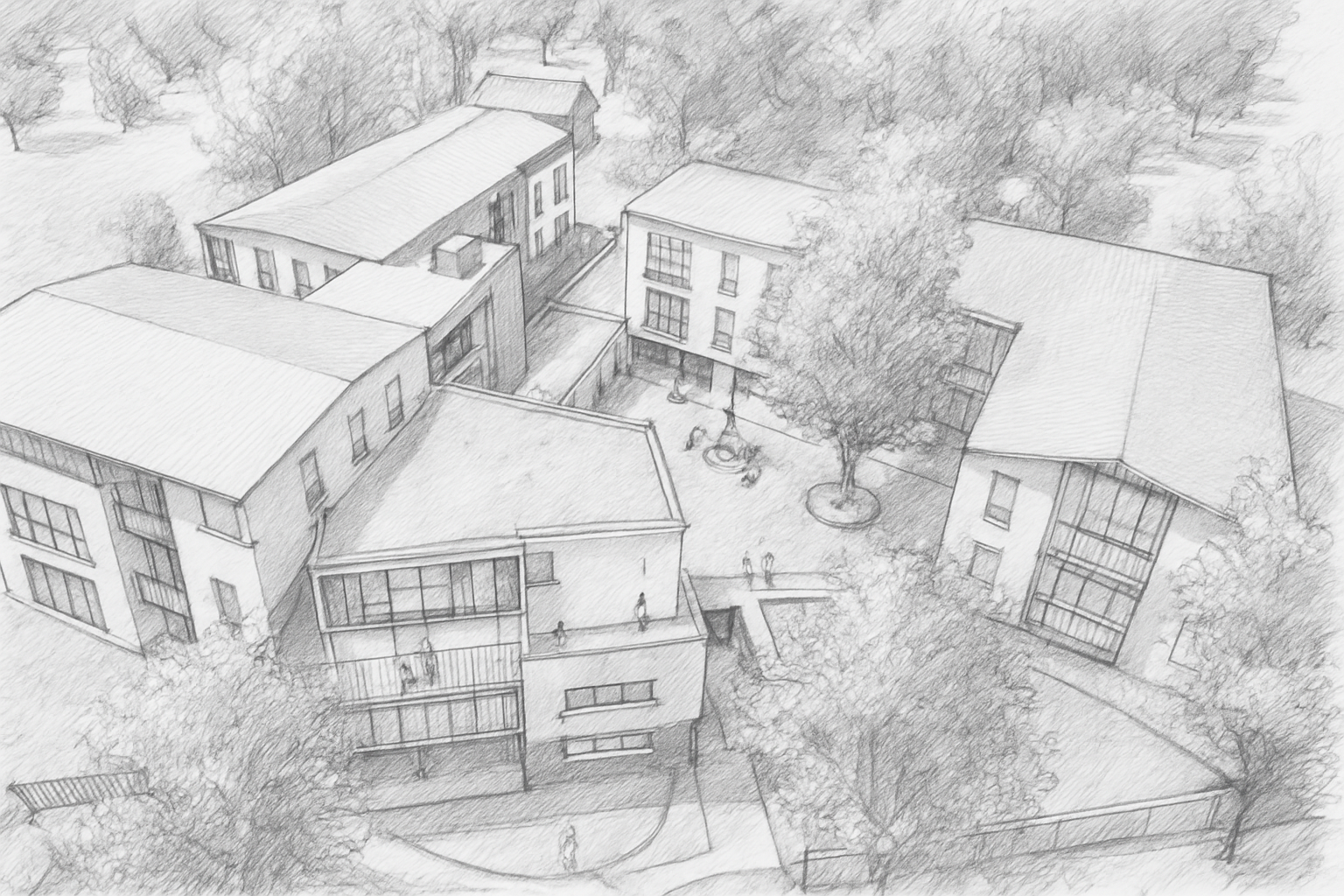 Idee in Linien gefasst: Frühe Konzeptzeichnung als Grundlage für nachhaltige Architektur. Quelle: kreaplan GmbH