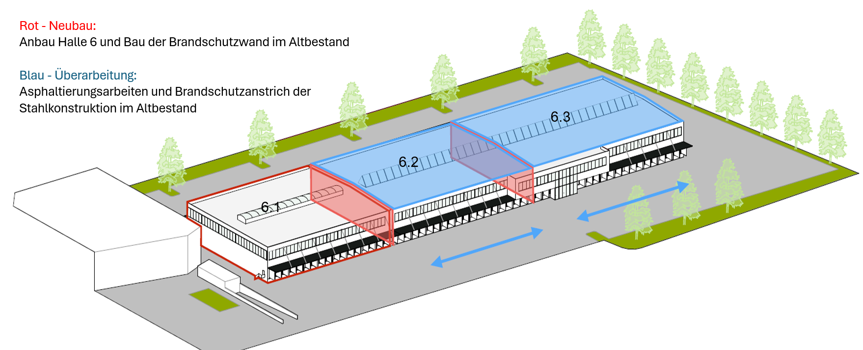 Grafische Darstellung des Hallenanbaus. Foto: Andreas Schmid Group
