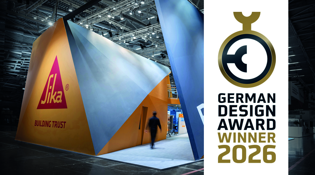 Für den Messestand von Sika wurde Deka Messebau mit dem German Design Award ausgezeichnet. Foto: Deka Messebau GmbH