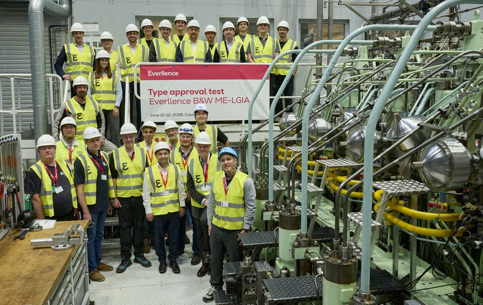 Everllence-Mitarbeitende sowie Vertreter verschiedener Klassifikationsgesellschaften beim TAT im Kopenhagener Forschungszentrum. Foto: Everllence