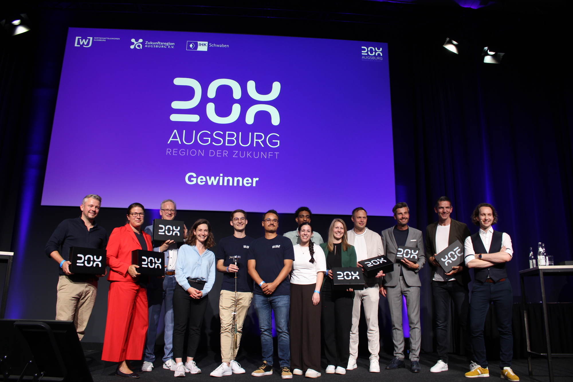 Diese drei Start-ups sind die Gewinner von Augsburg 20X. Foto: B4B/ Katharina Seeburger