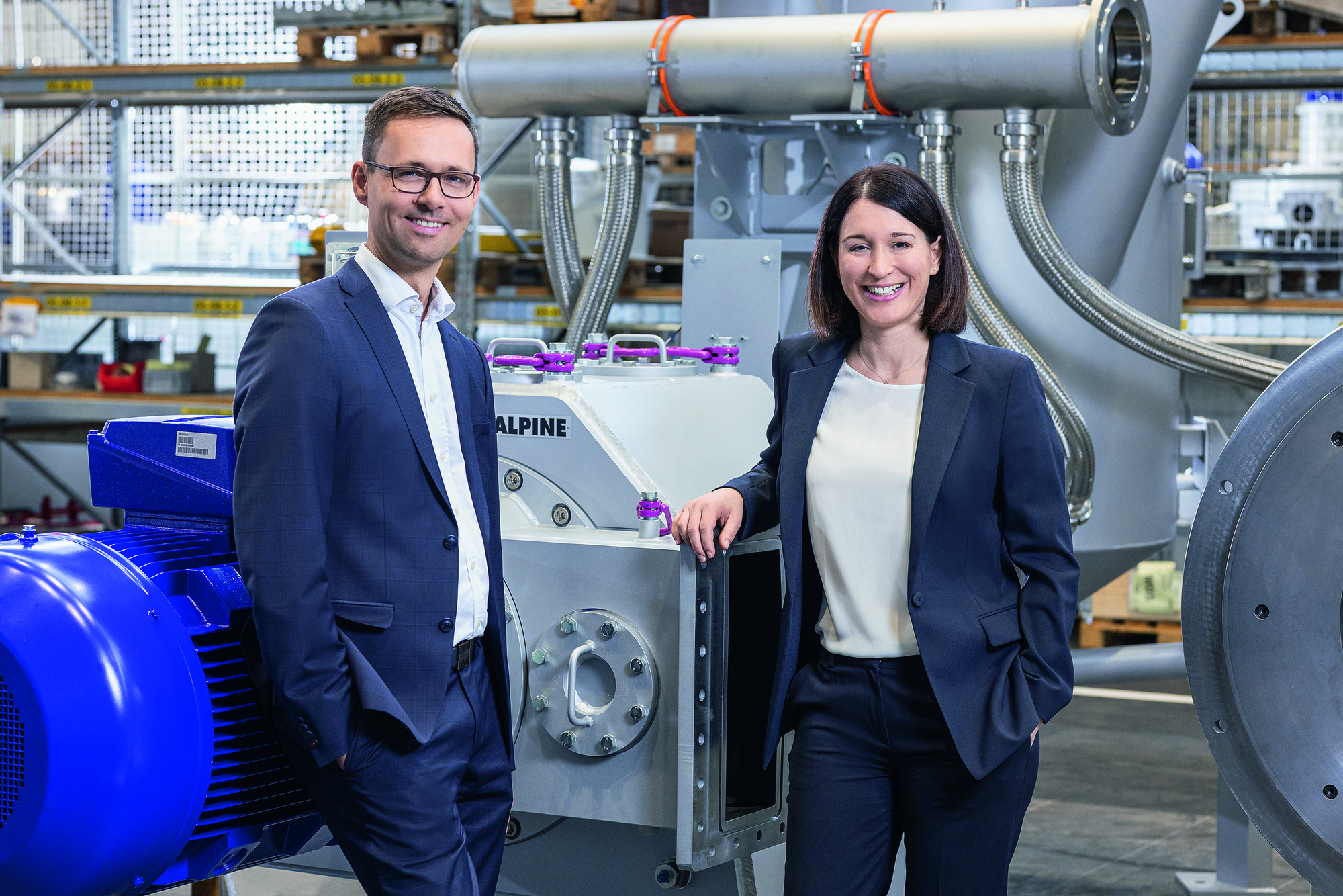 Archivbild. Das Vorstandsduo der Hosokawa Alpine AG: Michael Kuhnen (CEO) und Kathrin Dörle (CFO). Foto: Hosokawa Alpine